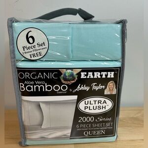 Cooling Aloe Vera Bamboo Deep Pocket 6pc Sheet Set Ashley Taylor 2000 QUEEN SIZE
